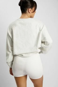 QNG Blake Longline Loopback Crew Neck Jumper - Grey Marle