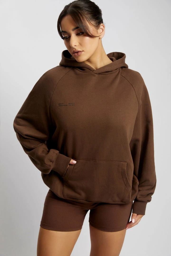 QNG Sweaters & Hoodies Monika Loopback Oversized Hoodie - Chocolate 11 QNG Sweaters & Hoodies Monika Loopback Oversized Hoodie - Chocolate