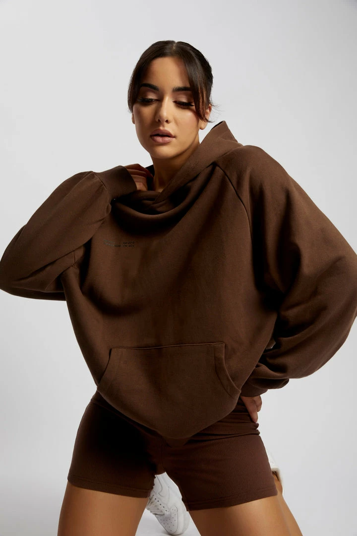 QNG Sweaters & Hoodies Monika Loopback Oversized Hoodie - Chocolate 10 QNG Sweaters & Hoodies Monika Loopback Oversized Hoodie - Chocolate