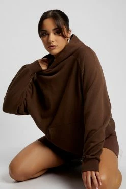 QNG Sweaters & Hoodies Monika Loopback Oversized Hoodie - Chocolate 28 QNG Sweaters & Hoodies Monika Loopback Oversized Hoodie - Chocolate