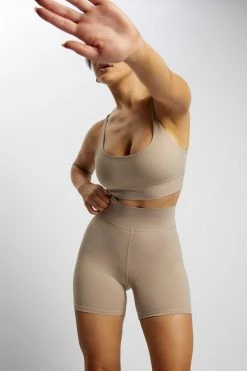 MGH Activewear Tops Elise V Back Cami Crop Top - Taupe