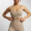 MGH Activewear Tops Elise V Back Cami Crop Top - Taupe