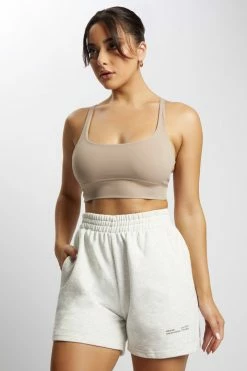 MGH Activewear Tops Elise V Back Cami Crop Top - Taupe