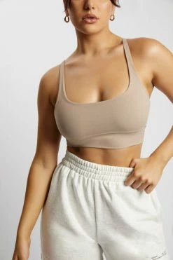 MGH Activewear Tops Elise V Back Cami Crop Top - Taupe
