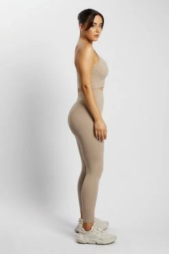 MGH Activewear Tops Edena V Back Crop Top - Taupe