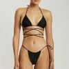 GLD MESHKI SWIM Ariel Triangle Tie Up Bikini Top - Black