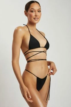GLD MESHKI SWIM Ariel Triangle Tie Up Bikini Top - Black 11 GLD MESHKI SWIM Ariel Triangle Tie Up Bikini Top - Black