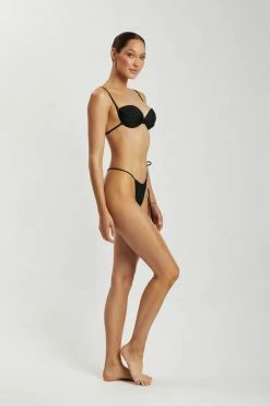 GLD Luca Ruched Balconette Bikini Top - Black