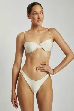 GLD Ivanna Thong Bikini Bottoms - Ivory MESHKI SWIM 13 GLD Ivanna Thong Bikini Bottoms - Ivory MESHKI SWIM