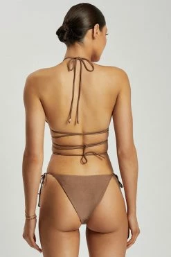 GLD MESHKI SWIM Peyton Tie Up Bikini Bottom - Chocolate