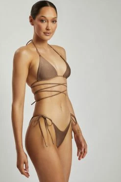 GLD MESHKI SWIM Peyton Tie Up Bikini Bottom - Chocolate 13 GLD MESHKI SWIM Peyton Tie Up Bikini Bottom - Chocolate
