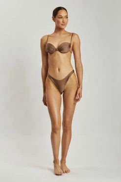 GLD Luca Ruched Balconette Bikini Top - Chocolate