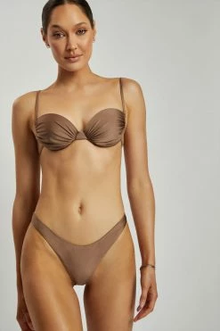 GLD Luca Ruched Balconette Bikini Top - Chocolate