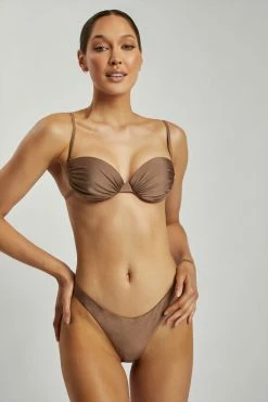 GLD Luca Ruched Balconette Bikini Top - Chocolate