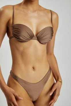 GLD Luca Ruched Balconette Bikini Top - Chocolate