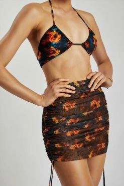 ROM Lindsey Mesh Ruched Side Skirt - Abstract Floral All Bottoms 13 ROM Lindsey Mesh Ruched Side Skirt - Abstract Floral All Bottoms