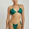 GLD MESHKI SWIM Willow Ruched Drawstring Bikini Top - Green