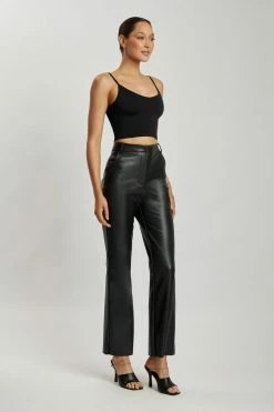 WXI All Tops Willa V Neck Crop Cami Top - Black