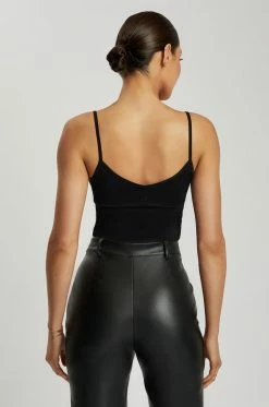 WXI All Tops Willa V Neck Crop Cami Top - Black