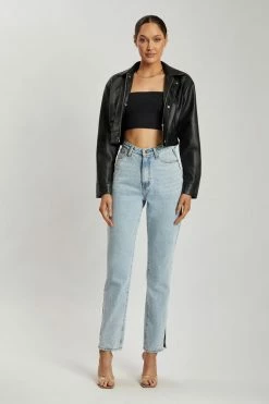 LCH Ramona Faux Leather Cropped Jacket - Black Coats & Jackets