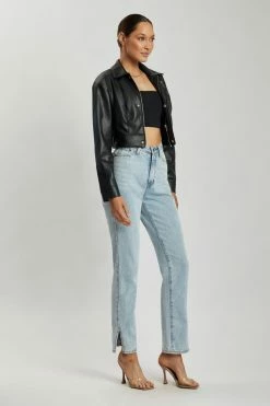 LCH Ramona Faux Leather Cropped Jacket - Black Coats & Jackets