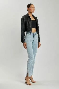 LCH Ramona Faux Leather Cropped Jacket - Black Coats & Jackets