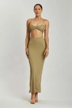 ROM Two Piece Sets Roxie V Waistband Maxi Skirt - Green
