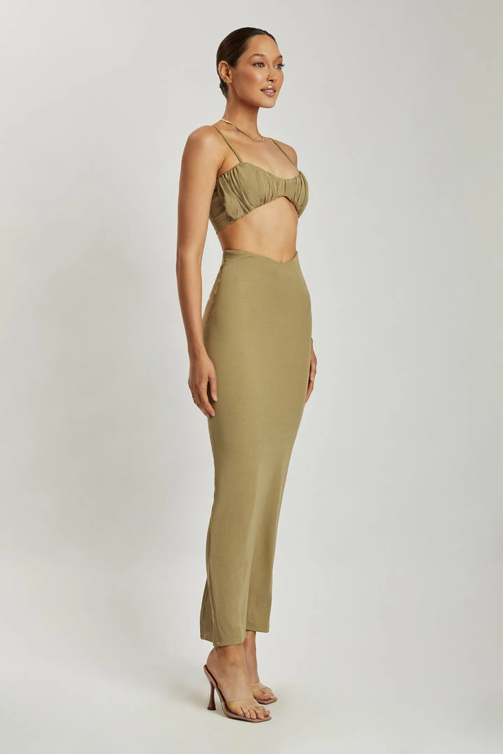 ROM Two Piece Sets Roxie V Waistband Maxi Skirt - Green 5 ROM Two Piece Sets Roxie V Waistband Maxi Skirt - Green