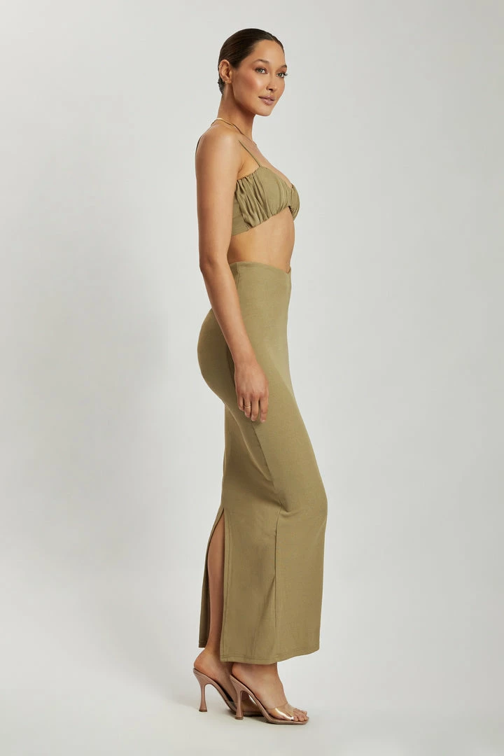ROM Two Piece Sets Roxie V Waistband Maxi Skirt - Green 4 ROM Two Piece Sets Roxie V Waistband Maxi Skirt - Green