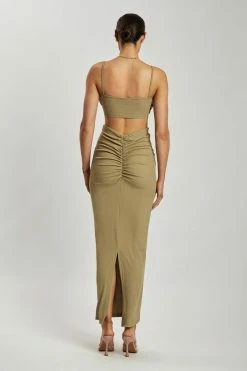 ROM Two Piece Sets Roxie V Waistband Maxi Skirt - Green 17 ROM Two Piece Sets Roxie V Waistband Maxi Skirt - Green