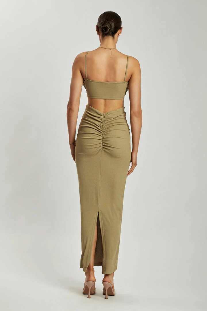 ROM Two Piece Sets Roxie V Waistband Maxi Skirt - Green 8 ROM Two Piece Sets Roxie V Waistband Maxi Skirt - Green