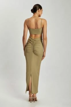 ROM Two Piece Sets Jordan Ruched Front V Front Top - Green