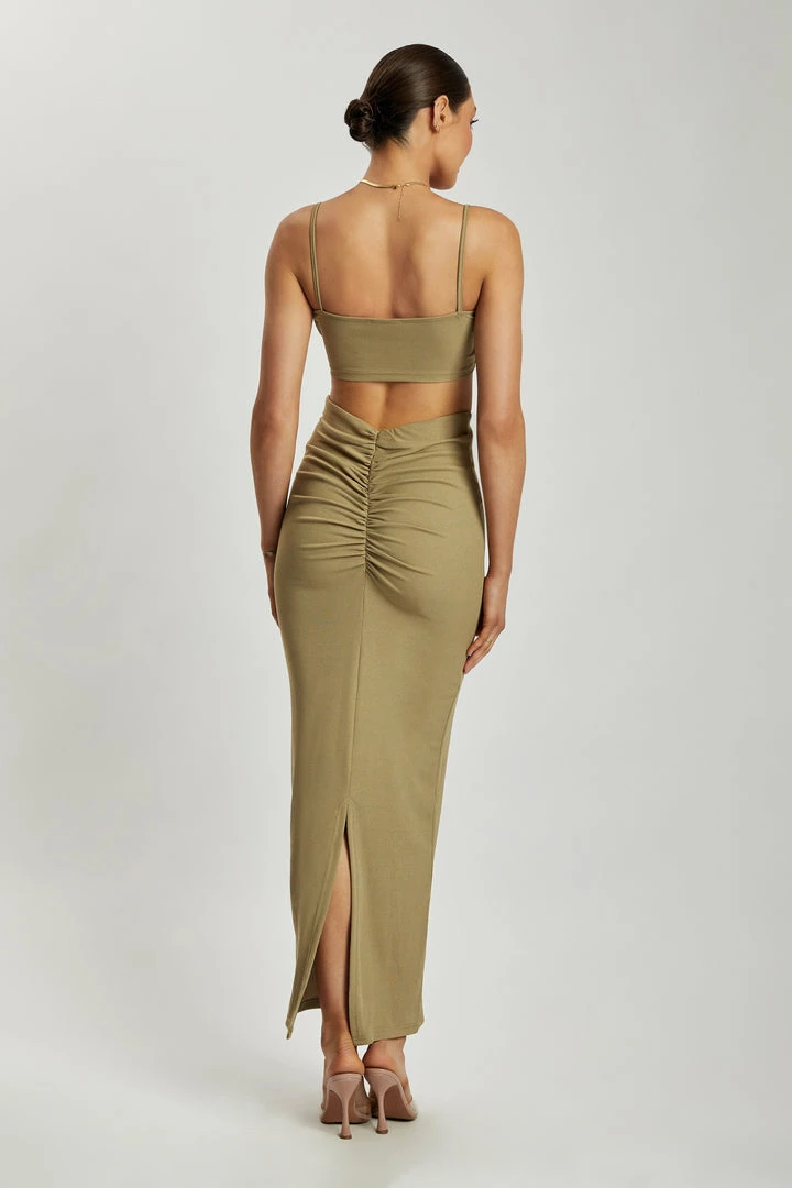 ROM Two Piece Sets Roxie V Waistband Maxi Skirt - Green 2 ROM Two Piece Sets Roxie V Waistband Maxi Skirt - Green