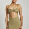 ROM Two Piece Sets Jordan Ruched Front V Front Top - Green