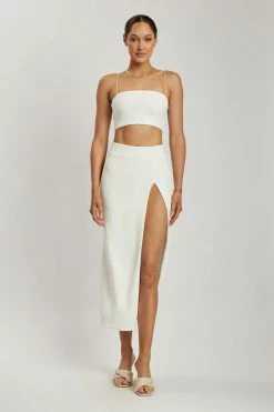 QNG All Tops Annalee Crepe Square Neck Cami Top - White 14 QNG All Tops Annalee Crepe Square Neck Cami Top - White