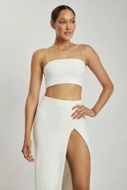 QNG All Tops Annalee Crepe Square Neck Cami Top - White 11 QNG All Tops Annalee Crepe Square Neck Cami Top - White