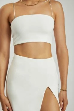 QNG All Tops Annalee Crepe Square Neck Cami Top - White 13 QNG All Tops Annalee Crepe Square Neck Cami Top - White