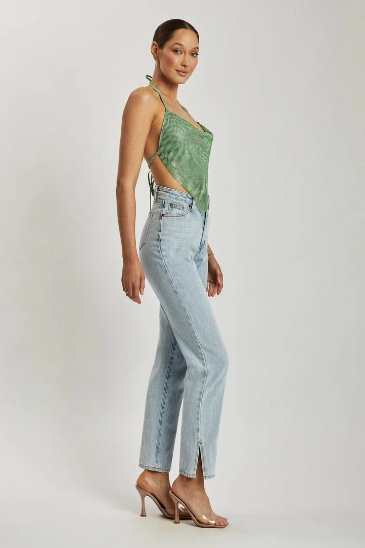 QNG All Tops Daphne Diamante Cowl Neck Halter Top - Green 8 QNG All Tops Daphne Diamante Cowl Neck Halter Top - Green