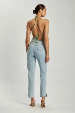 QNG All Tops Daphne Diamante Cowl Neck Halter Top - Green 15 QNG All Tops Daphne Diamante Cowl Neck Halter Top - Green