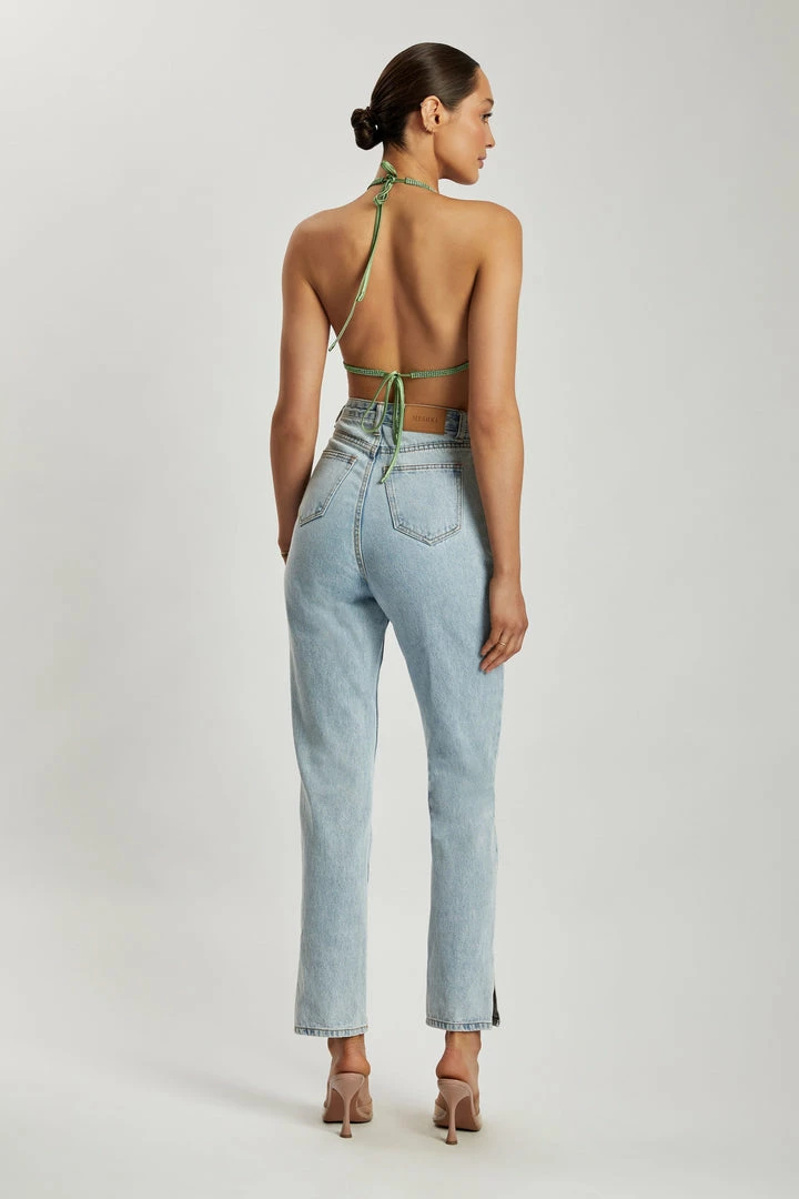 QNG All Tops Daphne Diamante Cowl Neck Halter Top - Green 3 QNG All Tops Daphne Diamante Cowl Neck Halter Top - Green