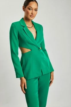 WNT Nova Cut Out Blazer - Bottle Green Cut Outs