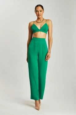 WNG Saskia Straight Leg Trousers - Bottle Green