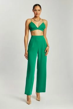 WNG Saskia Straight Leg Trousers - Bottle Green
