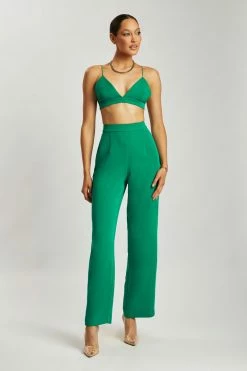 WNG Saskia Straight Leg Trousers - Bottle Green