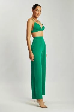 WNG Saskia Straight Leg Trousers - Bottle Green