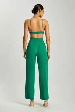 WNG Saskia Straight Leg Trousers - Bottle Green