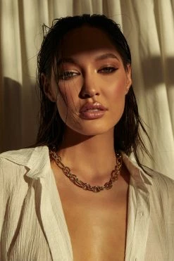 ZNY All Accessories Shelly 14K Gold Plated Chunky Chain Necklace - Gold