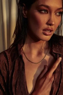 ZNY All Accessories Haisley 14K Gold Plated Twisted Small Chain Necklace - Gold 6 ZNY All Accessories Haisley 14K Gold Plated Twisted Small Chain Necklace - Gold