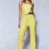 WNT Tyra Straight Leg Faux Leather Pants - Lemon Two Piece Sets