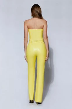 WNT Tyra Straight Leg Faux Leather Pants - Lemon Two Piece Sets